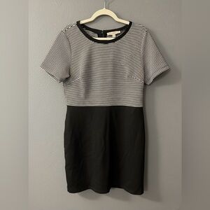 Ann Taylor Loft. Black and White Striped Dress. Size 14